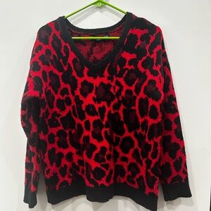 Apt. 9 Red and Black V-Neck Sweater